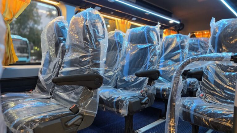 Force Urbania interior with push-back reclining seats, AC vents and ambient lights